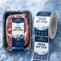 Étiquettes personnalisées imperméables résistantes aux basses températures pour congélateur, rouleau d'étiquettes pour aliments congelés, viande, bœuf, logistique de la chaîne du froid, emballage