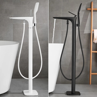 Robinet de baignoire sur pied avec flexible en laiton, mitigeur chaud/froid avec douchette, pour hôtel, vente en gros OEM