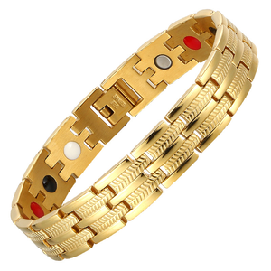 Pulsera de Holograma con Rayas de Trigo, Estilo Moderno y Lujoso, con Terapia Magnética, Chapada en Oro de 18K, <span class=keywords><strong>para</strong></span> Parejas Unisex, con <span class=keywords><strong>Iones</strong></span> <span class=keywords><strong>Negativos</strong></span> - Product Image 2