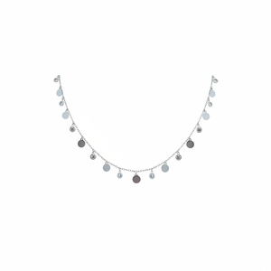 925K Sterling <b>Silver</b> Disc Minimalist <b>Choker</b> Rhinestone Drop Cz Diamond Necklace - Product Image 2