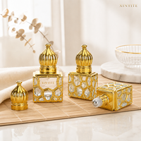 Flacon roll-on carré en verre doré de luxe 10 ml, décoratif, pour huiles essentielles et parfums