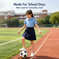 Chemisier scolaire pour filles, col arrondi, manches courtes, chemise uniforme blanche, tissu doux et respirant, vêtements scolaires personnalisés pour enfants