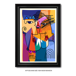 Impresión en Lienzo de Retrato Abstracto Cubista Colorido, Arte Geométrico de Rostro para Decoración del Hogar - Product Image 3