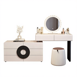 鏡付き化粧台 多機能で広々とした引き出し 寝室家具セット スタイリッシュで耐久性のあるメイクアップデスク ホームデコレーション用 - Product Image 1