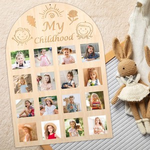 Kit de recuerdo de primer año de bebé personalizado marco de fotos de madera Pantalla de memoria recién nacido marco de fotos niños marco de fotos - Product Image 3