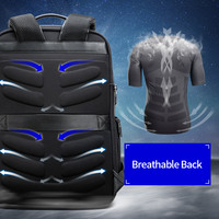 Sac à dos pour ordinateur portable BOPAI pour hommes, 15,6 pouces, sac à dos de luxe personnalisé en cuir de vache antivol extensible avec charge USB, sac à dos en cuir véritable