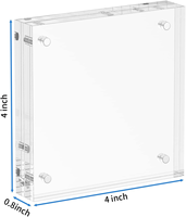 Support d'affichage d'impression d'image en acrylique transparent Double face de 4x4 pouces Lot de 3 cadres photo magnétiques cadres en cristal autoportants