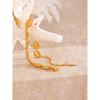 Bracelet d'été fait main JINYOU 4287 en acier inoxydable plaqué or 18 carats, coque métallique, étanche, idéal pour la plage et les vacances