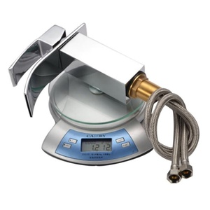 Bathroom Sink Taps Bathroom Mixer Tap Waterfall Spout Bathroom Sink Taps with Single Lever Hot Cold Water <b>Adjustable</b> Sink Taps - Product Image 5