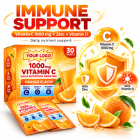 Mélange de Boissons Vitaminées à Marque Blanche OEM avec Vitamine D, Zinc et Complexe B, Saveur Orange, Complément Alimentaire en Sachet en Poudre, Vente en Gros
