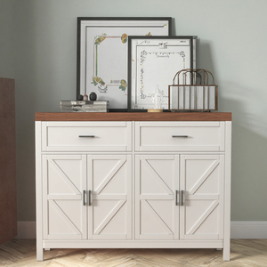 Hanyee <span class=keywords><strong>Armoire</strong></span> nordique en bois <span class=keywords><strong>Armoire</strong></span> <span class=keywords><strong>basse</strong></span> CBM 4 portes avec commode de rangement pour la maison Appartement Entrée Chambre Salon - Product Image 2