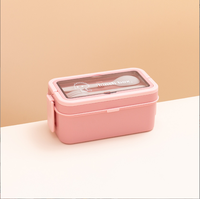 Boîte à bento en plastique à double couche de 950 ml, récipient pour le déjeuner au micro-ondes, forme rectangulaire pour enfants