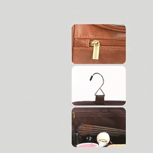 Sac de rangement pour articles de toilette en cuir PU écologique de haute qualité pour hommes, à suspendre dans la salle de bain, options personnalisables, utilisation pour les cosmétiques en voyage - Product Image 2