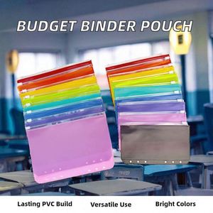 Multi-Functional A5 A6 6 Holes Zipper Bag Soft Pvc Pocket Folder Ring Pouch Accessories Cash <b>Money</b> <b>Envelope</b> Budget Binder - Product Image 2