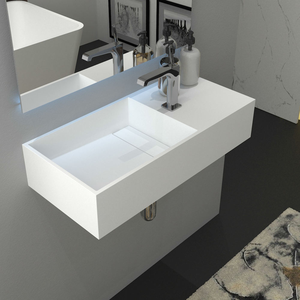 Fabbrica all'ingrosso di forma rettangolare pietra artificiale lavabo a mano Corians lucido rettangolare <span class=keywords><strong>bagno</strong></span> lavabo - Product Image 6