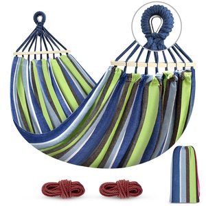 Two Person Canvas <b>Hammock</b> Bed Folding Double Hanging Swing Portable Outdoor Camping <b>Hammock</b> - Product Image 1