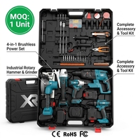 Juego de Herramientas Eléctricas Inalámbricas de 21V, 2 Baterías de Litio de 2.6Ah, Kit Combinado Recargable de 5 Piezas, Taladro, Sierra, Amoladora, Llave Inglesa, Portátil, OEM, Plástico