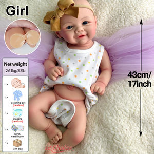 Poupée Reborn en Silicone non peinte de 17 pouces avec visage souriant et corps doux pour accompagner les parents perdus cadeau pour enfants - Product Image 5