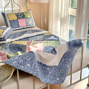 Set Copriletto Trapuntato Vintage Patchwork con Motivi Floreali <span class=keywords><strong>in</strong></span> Rilievo, Trapuntino Grande a Quadri per Aria Condizionata, Lavabile, 100% Cotone per Uso Domestico - Product Image 3