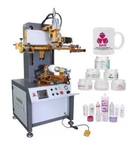 Servo motor silindir yuvarlak pp plastik cam şişe kupası yarı otomatik serigraf baskı makinası makinesi, screen_printing_machine