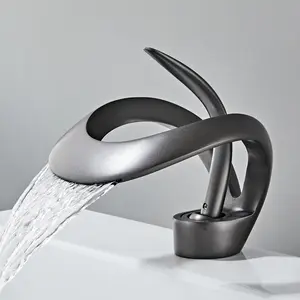 BLSJ时尚镂空瀑布喷口浴室台盆水槽水龙头冷热混合器水龙头