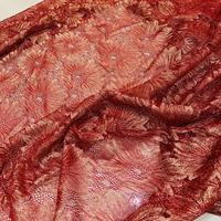 Kain renda Afrika Terbaru 2024 kualitas tinggi kain jala bunga matahari merah bordir renda 5 yard untuk gaun pesta pernikahan wanita