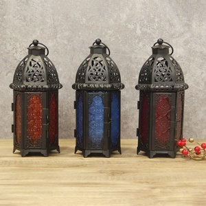 Bán Sỉ Trang Trí Giá Đỡ Nến Ma-rốc Trang Trí Ả Rập Đèn Lồng Ramadan Với Kính Màu - Product Image 2