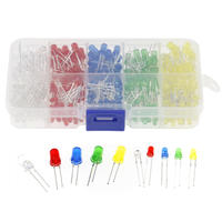 375 pièces/boîte 3MM 5MM LED Diodes électroluminescentes Perles Résistances Kits de lumières Ampoule Lampe 5 couleurs Rouge Blanc Jaune Vert Bleu