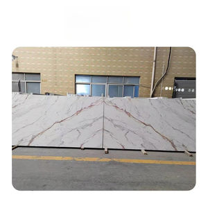 Dalles de quartz imprimées blanches en pierre artificielle Calacatta Gold PD, design moderne de luxe, polies pour plan de travail de cuisine, salle à manger d'hôtel - Product Image 1