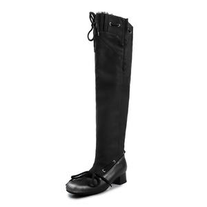 Bottes de neige à talon épais et bout carré pour femme avec doublure en fourrure, fermeture à enfiler, design rétro - Confortables et multifonctionnelles - Product Image 1