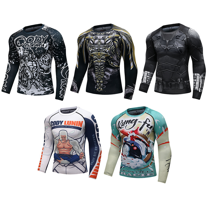printed shirt rash guards mma custom upf protection uv rash guard mma bjj long sleeve rash guard custom logo