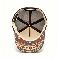 Gorra Trucker Personalizada al por Mayor con Estampado Azteca, Bordado Vintage, Malla Trasera Ajustable, para Verano, Unisex, para Golf y Béisbol