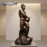 Statue en bronze de 200 cm de Poseidon, dieu grec, style Renaissance classique, sculpture masculine nue musclée, moulage sur mesure