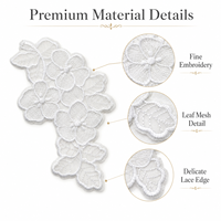 Applique en dentelle florale blanche, garniture brodée de fleurs et de feuilles pour robes, chemisiers, sacs, vêtements et décoration de mode DIY