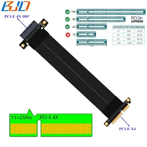 High Speed 180 Degree PCI Express PCI-E 3.0 4X Slot To PCIe X4 Riser Card Extension Cable 10-100CM