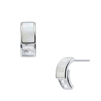 Boucles d'oreilles minimalistes en argent sterling S925 avec pierre CZ de qualité 5A et coquille de nacre blanche pour femmes
