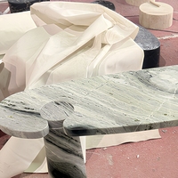 Table basse en marbre vert, table centrale sculpturale en pierre, mobilier de salon en pierre naturelle