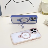 Étui magnétique de luxe pour Apple iPhone 17 Air 16 15 Pro Max étuis de téléphone portable anneau de support en métal mat couverture de téléphone portable transparente