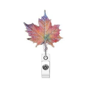 Maple Leaf Gradient Glitter Retractable Hospital Nurse ID <b>Lanyard</b> Retractable Nurse ID <b>Lanyard</b> Cute ID <b>Card</b> <b>Lanyard</b> - Product Image 1