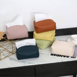 Funda rectangular para caja de pañuelos Togo, bolsa de almacenamiento impermeable a prueba de polvo para el hogar, coche, sala de estar, tipo vertical, azul marino, verde, caramelo - Product Image 4