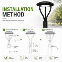 Chips de alta calidad 3030SMD 150lm/W IP65 Sensor de fotocélula impermeable post Top slip instalación LED jardín exterior post Top Light