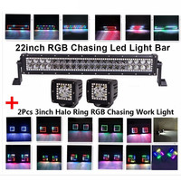 Barre lumineuse LED tout-terrain ADT 22 pouces 120W avec 72 modes de défilement de couleurs RGB et faisceau combiné