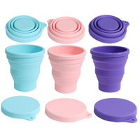 Mini tasse de voyage pliable en silicone de qualité alimentaire avec couvercle 190 ml sans BPA, compatible lave-vaisselle et micro-ondes, portable pour usage extérieur