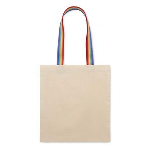 Sac fourre-tout en coton 180 g/m² personnalisé avec logo imprimé numériquement, couleurs mélangées, poignées arc-en-ciel, pour usage quotidien et rentrée scolaire - Product Image 3