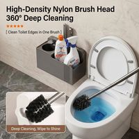 Soporte oculto para escobilla de inodoro con ventosa, cepillo para huecos y clips, montaje en pared sin taladro, accesorios de limpieza para baño