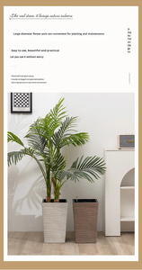 Grand pot de fleurs sur pied, design minimaliste, couleur unie, forme ondulée, auto-absorbant, pour intérieur et extérieur - Product Image 5