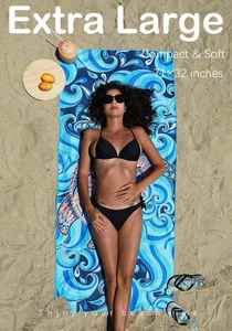 Toalla de Playa de Microfibra Estampada con Diseño Colorido al por Mayor con Bolsa de Malla - Product Image 2