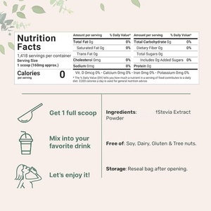 Stevia Pura en Polvo 8 Onzas 1418 Porciones Extracto de Hoja Verde de la Más Alta Calidad Reb-A con Postgusto Amargo Reducido 0 Calorías Vegano - Product Image 5