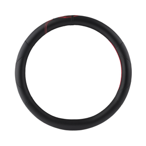 ปลอกหุ้มพวงมาลัยหนังสีดำ เย็บด้ายแดง 13 นิ้ว อุปกรณ์ตกแต่งรถยนต์ MP018 - Product Image 2