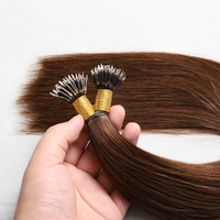 Extensiones de Cabello con Anillas Nano de Queratina, Grado 12A, Cabello Humano Brasileño Remy de Primera Calidad, Doble Trama, 100% Natural para Salón
